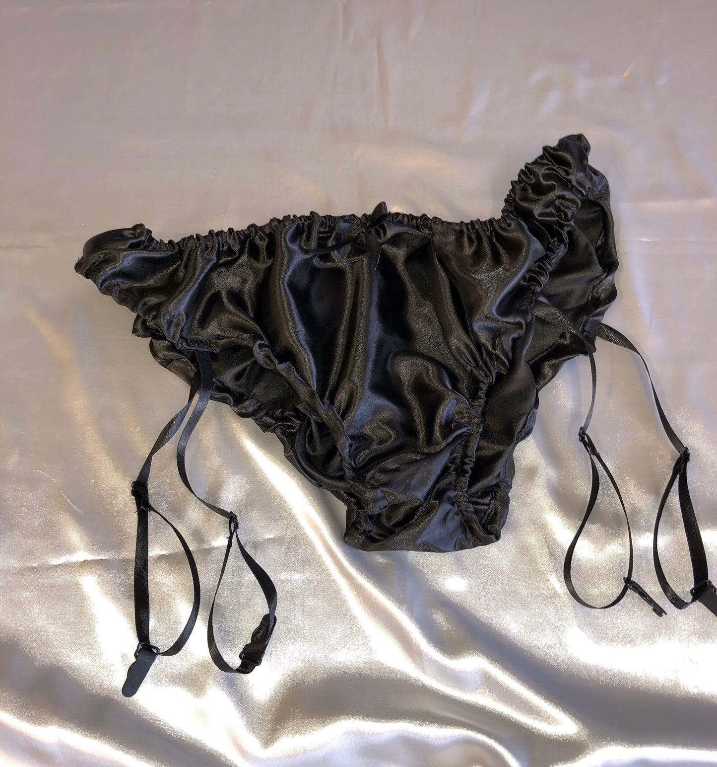 Satin suspender panties