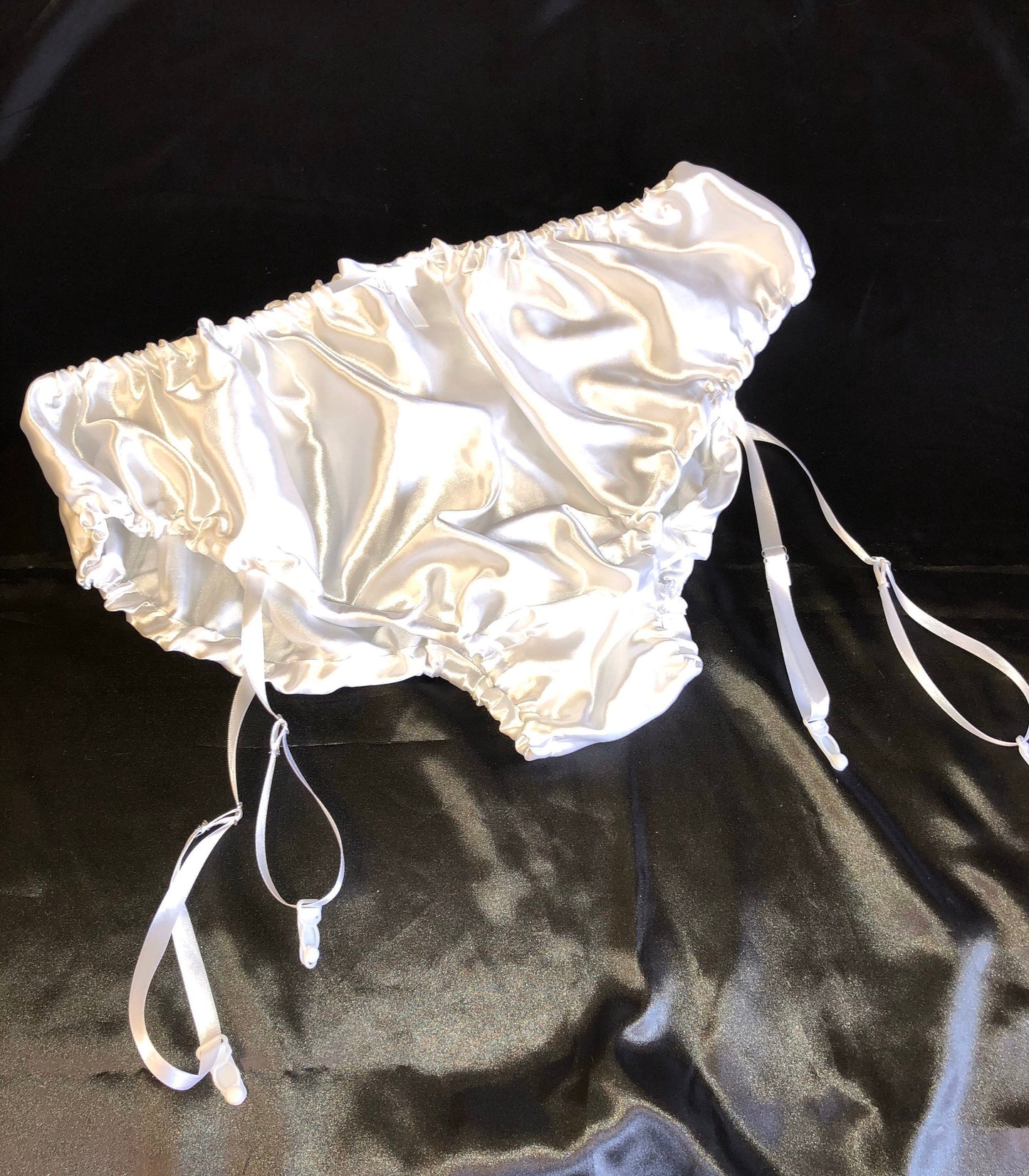 Satin suspender panties