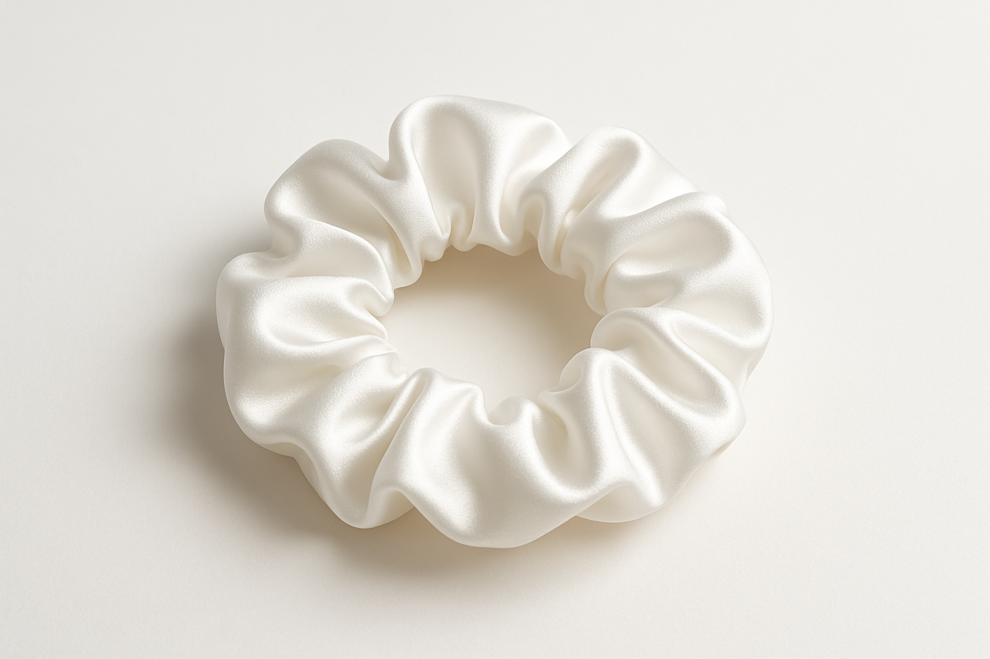a small wite satin scrunchie