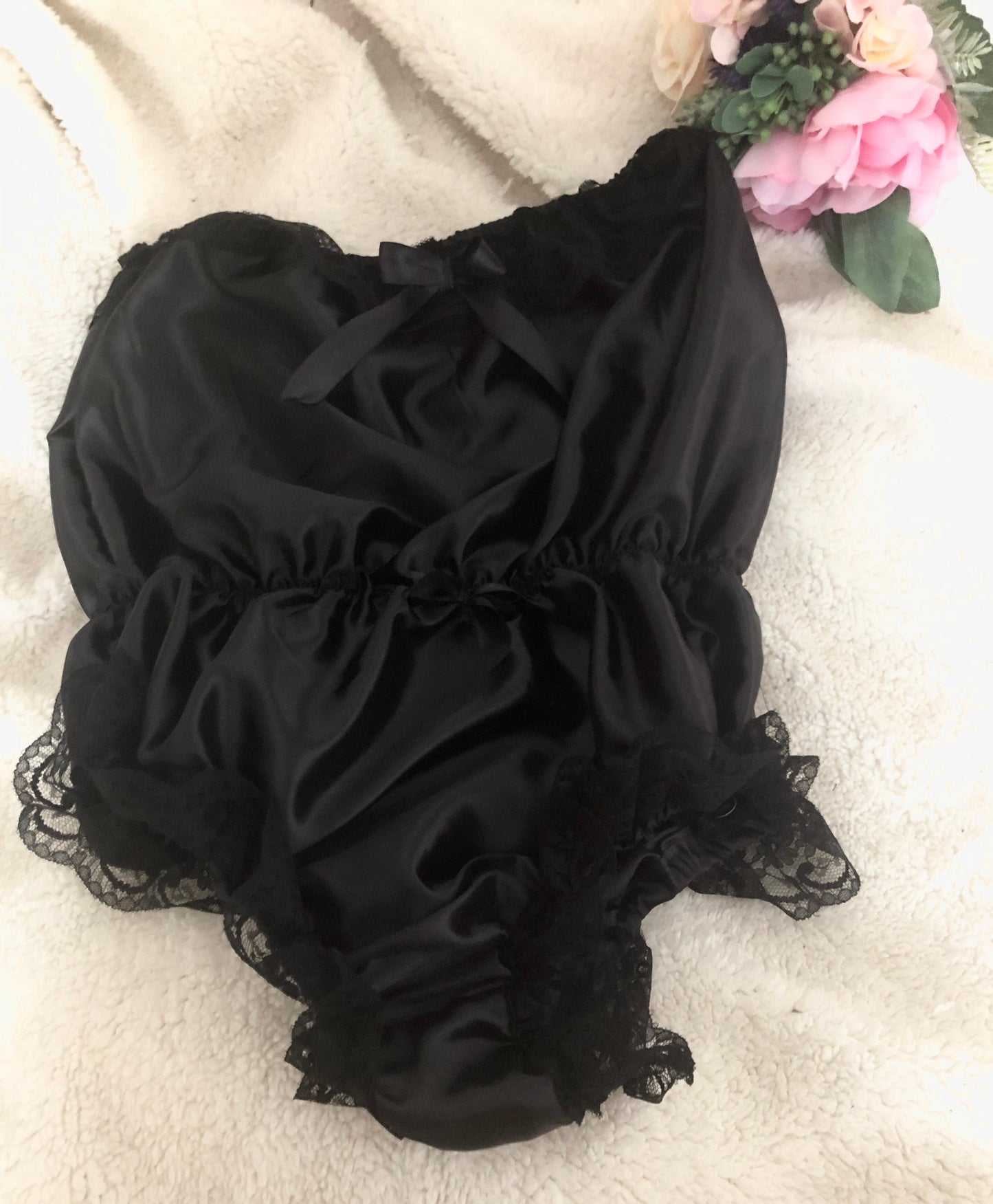 Silky Soft strapless satin romper